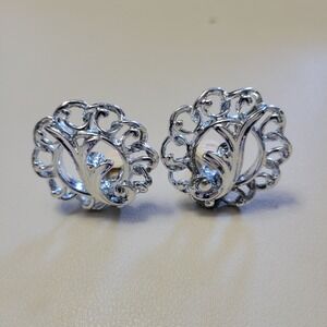 Vintage Sarah Coventry Large Silver Tone Clip On Earrings Signed Sarah‎ Cov